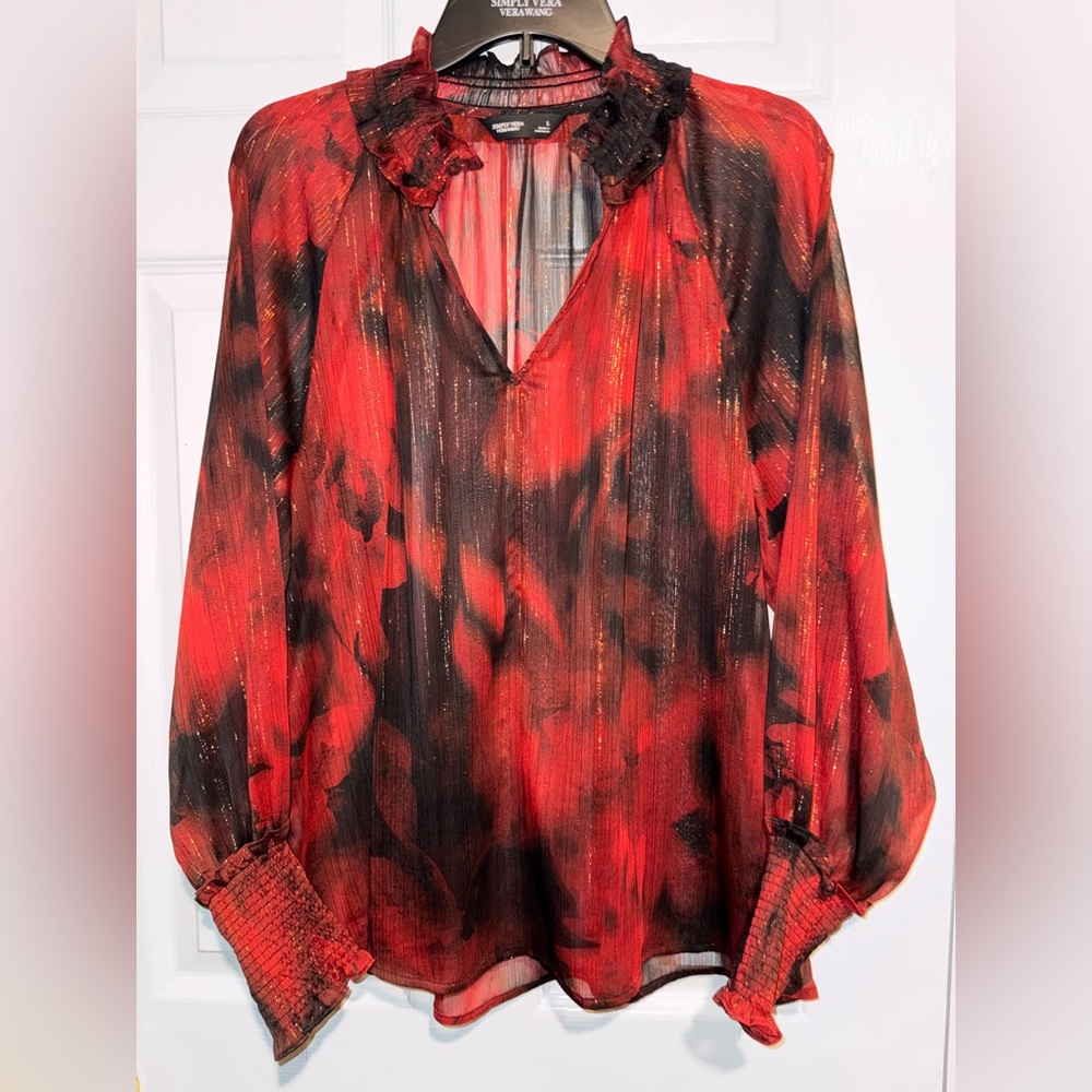 Simply Vera Vera Wang Red Black Sheer Top Large and black tank top
